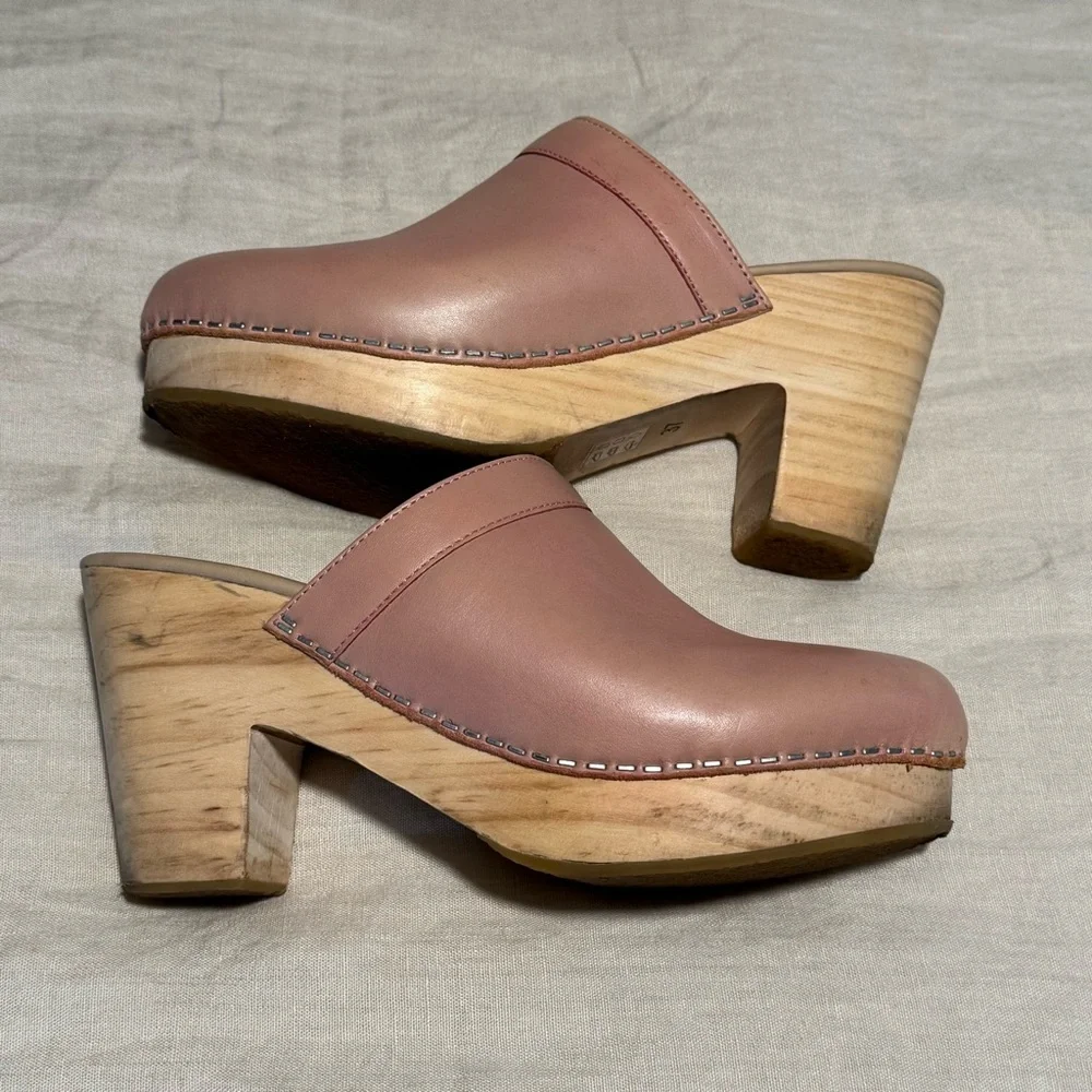 Free People Pink Leather Mule Clogs